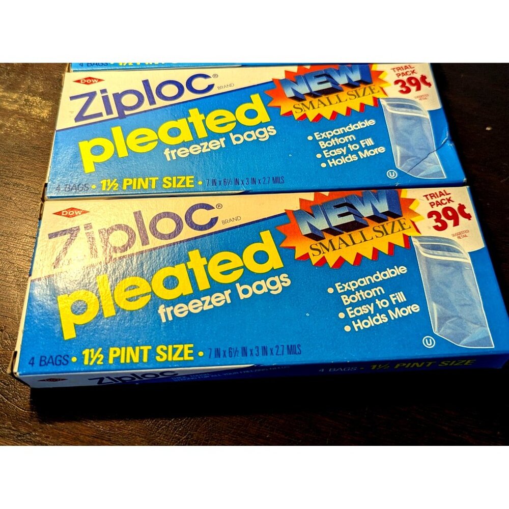 3 Boxes Ziploc Pleated Freezer Bags 1 1/2 Pint Small Size 4-Bag Trial Pack Dow - Picture 2 of 5